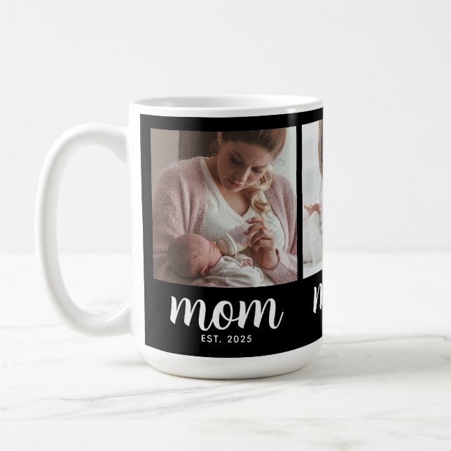 Caneca De Café Mom Established Script Black 3 Photo Coffe Coffee (Esquerda)