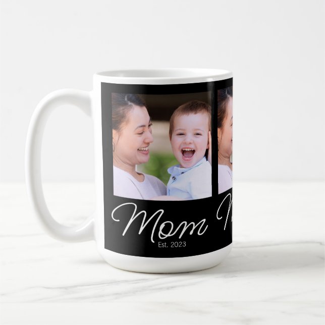 Caneca De Café Mom Established Script Black Photo (Esquerda)