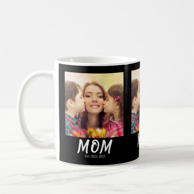 Caneca De Café Mom Established Script Black Photo (Esquerda)