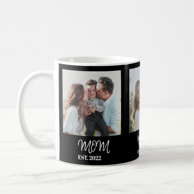 Caneca De Café Mom Established, White Script, 3-Photo Coffee Mug (Esquerda)
