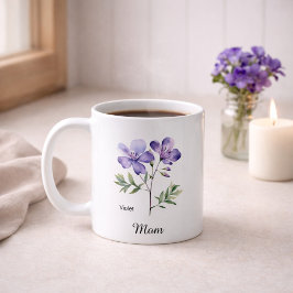 Caneca De Café Mom February Birth Flower