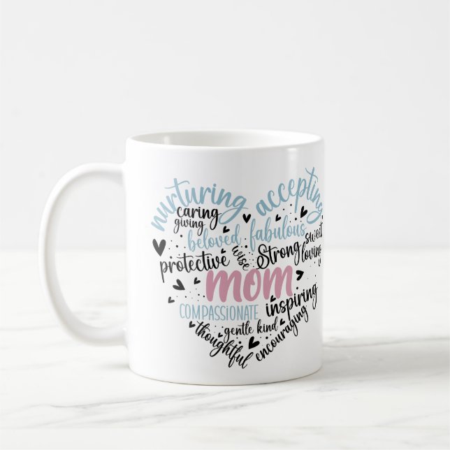 Caneca De Café Mom Heart Loving Caring Sweet Gentle  (Esquerda)