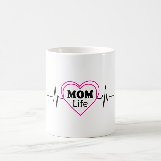 Caneca De Café Mom Life Heartbeat Artwork (Centro)