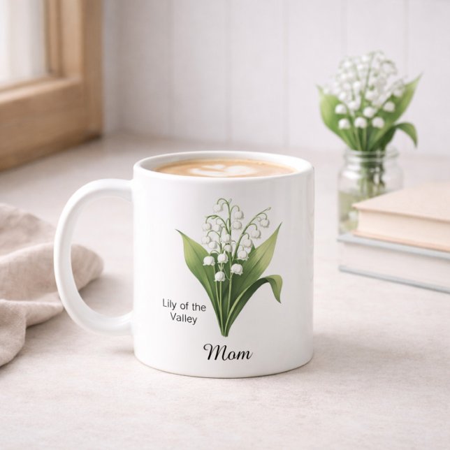 Caneca De Café Mom May Birth Flower Lily of the Valley  (Criador carregado)