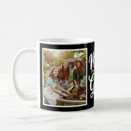 Caneca De Café Mom of Girls Brush Script 2 Photo Black and White