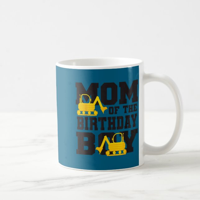 Caneca De Café Mom Of The Birthday Boy Funny Excavator Truck B-da (Direita)