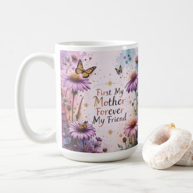 Caneca De Café MOM Purple Echineceas Butterflies (Com Donut)