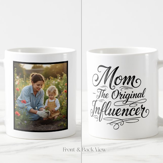 Caneca De Café Mom The Original Influencer Trendy Custom 1 Photo (Criador carregado)