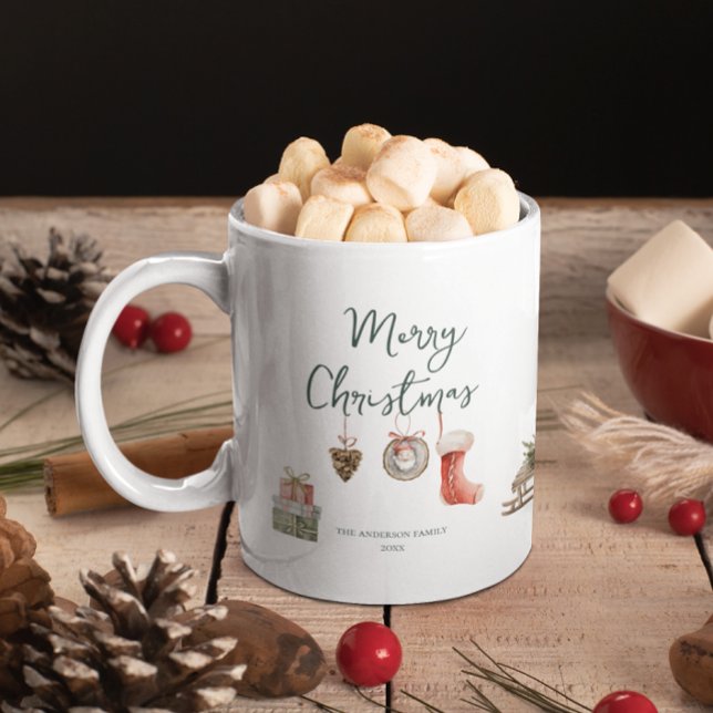 Caneca De Café Momentos Alegres de Inverno | Monograma de Natal (Criador carregado)