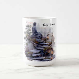 Caneca De Café Momentos pacíficos Mug de Jardim Buda Aquarela
