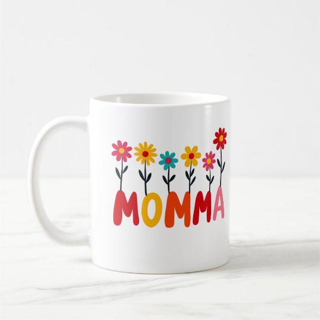 Caneca De Café MOMMA Bloom - Whimsical Floral Drawn Art (Esquerda)