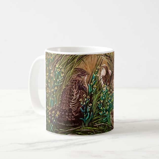 Caneca De Café Momma Grouse e Babies (Frente Esquerda)