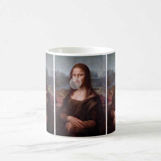 Caneca De Café Mona Lisa a soprar o chiclete da cinza (Centro)