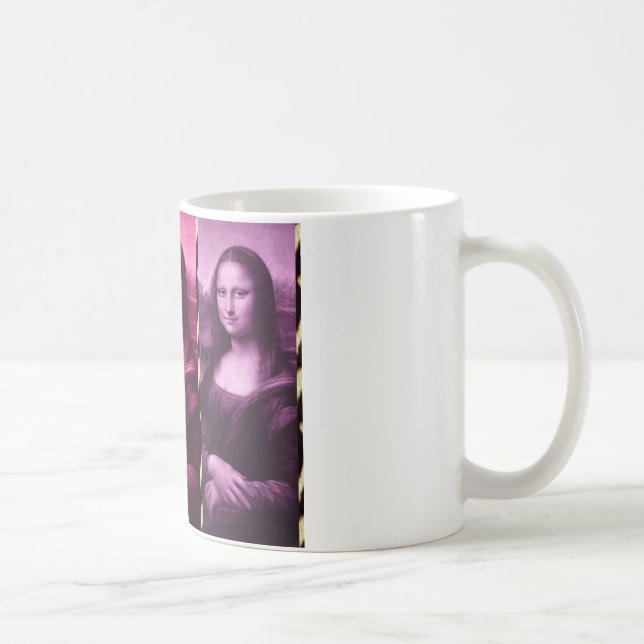 Caneca De Café Mona Lisa Animal Imprime Chocolate Rosa Puro (Direita)