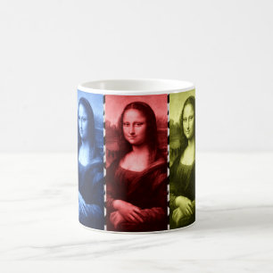 Caneca De Café Mona Lisa Animal Imprime Cores Primárias
