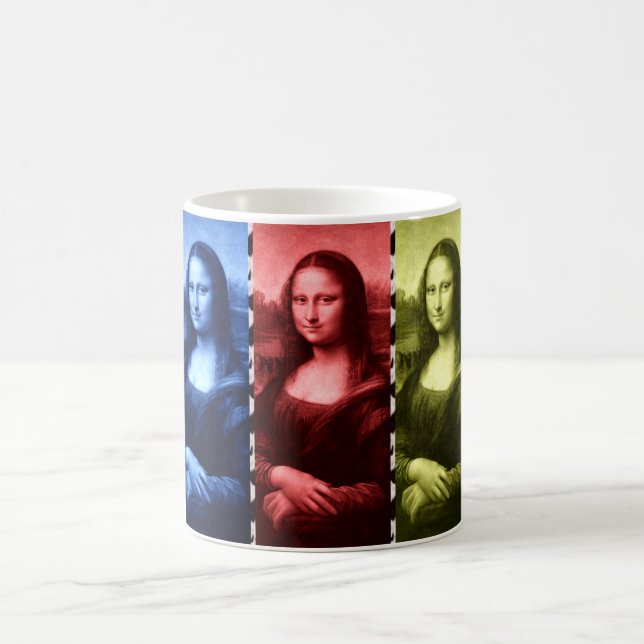 Caneca De Café Mona Lisa Animal Imprime Cores Primárias (Centro)