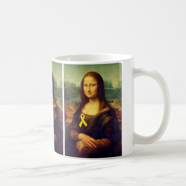 Caneca De Café Mona Lisa Com Fita Amarela (Direita)