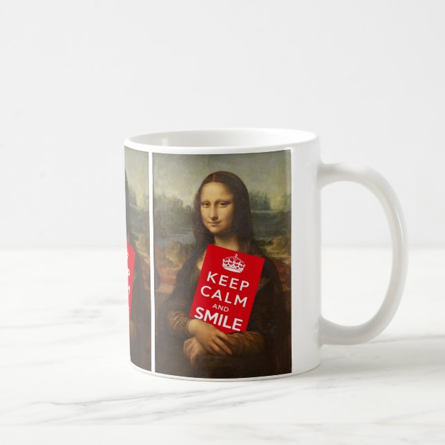 Caneca De Café Mona Lisa Fique Calmo E Sorria (Direita)