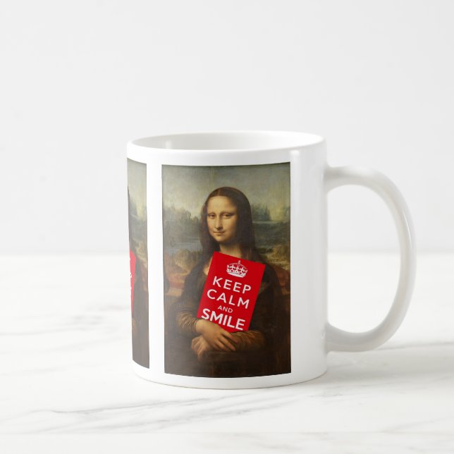 Caneca De Café Mona Lisa Fique Calmo E Sorria (Direita)