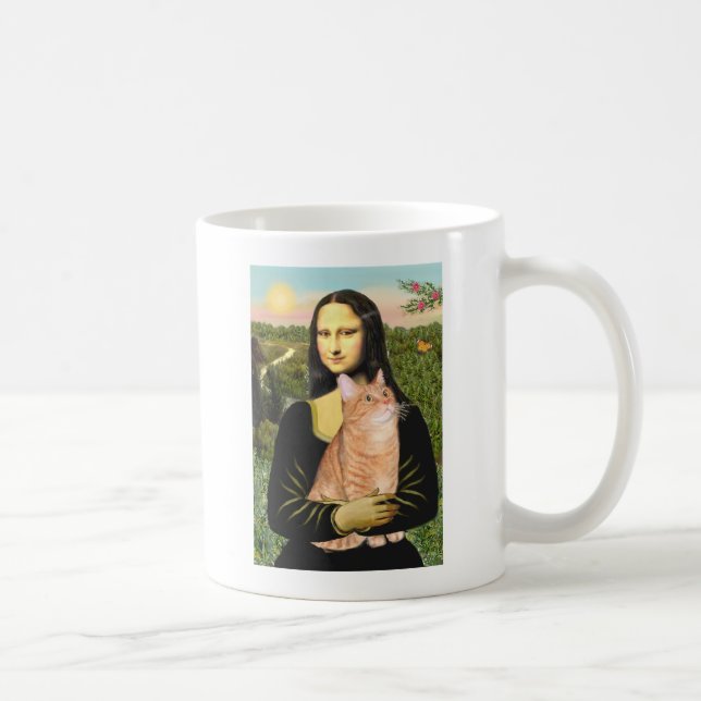 Caneca De Café Mona Lisa - Gata Xadrez Laranja SH 46 (Direita)