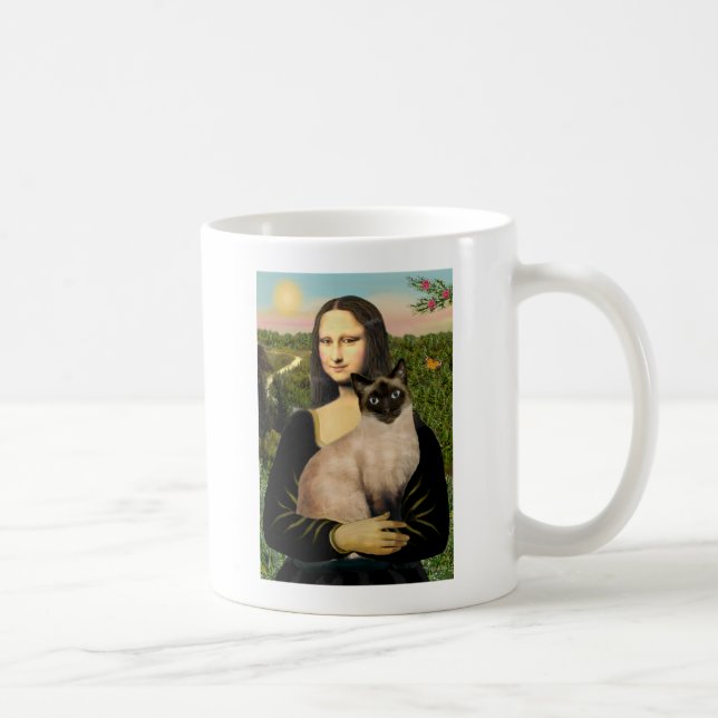 Caneca De Café Mona Lisa - Gato Siamês de Seal Point (Direita)