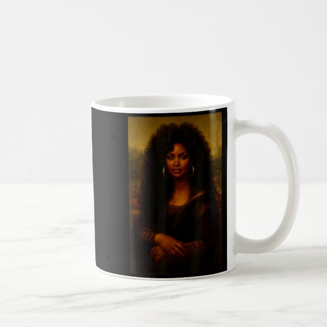 Caneca De Café Mona Lisa Preta Afro Americana Negra Melanina (Direita)