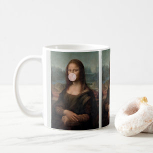 Caneca De Café Mona Lisa soprando pastilha elástica rosa