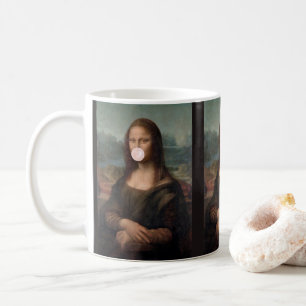 Caneca De Café Mona Lisa soprando pastilha elástica rosa