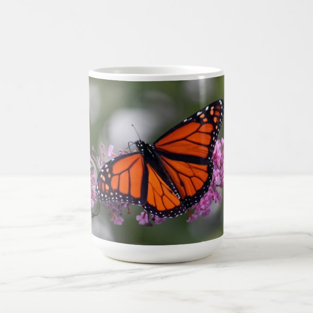 Caneca De Café Monarch Orange Butterfly Foto Floral (Centro)