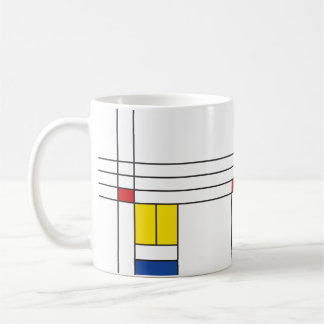 Caneca De Café Mondrian II Design de Arte Moderna Minimalista De