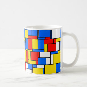 Caneca De Café Mondrian inspirou o teste padrão amarelo azul