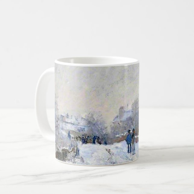 Caneca De Café Monet - Cena de Neve em Argenteuil (Frente Esquerda)