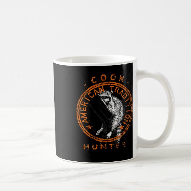 Caneca De Café Monge Hunter American Patriotic Raccoon caçando Tr (Direita)