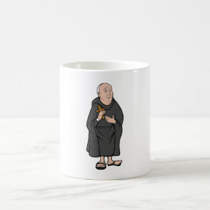 Caneca De Café Monk Que Mantém Uma Religião Cruzada
