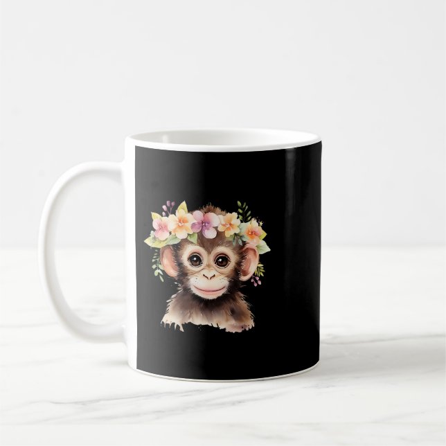 Caneca De Café Monkey Chimpanzee Animal Boho Floresta Florestal (Esquerda)