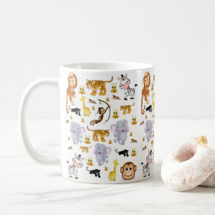 Caneca De Café Monkey Elephant Tiger Mug