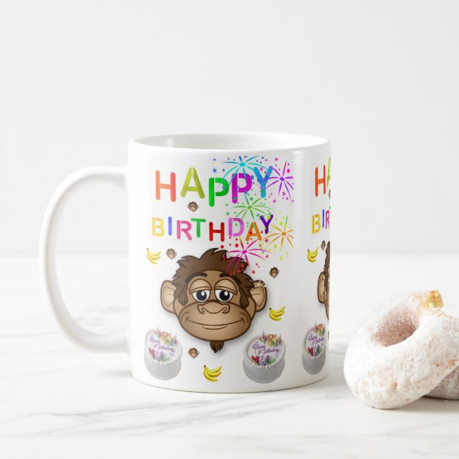 Caneca De Café Monkey Mug Happy Birthday Mug (Com Donut)