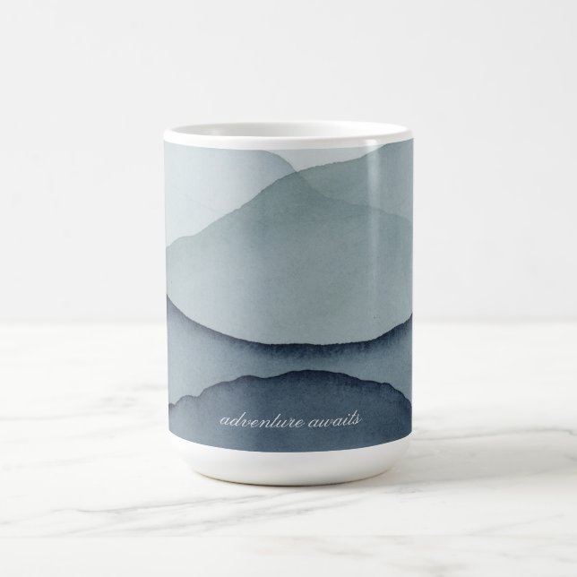 Caneca De Café Monochromatic Watercolor Mountains (Centro)