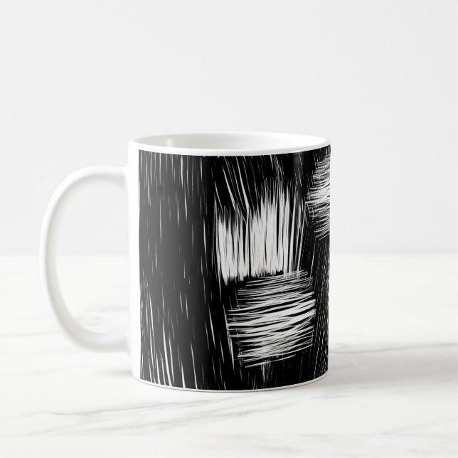 Caneca De Café Monochrome Abstract Hatch Texture (Esquerda)