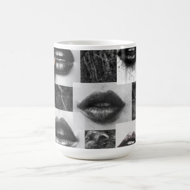 Caneca De Café Monochrome Lips Classic Mug – Stylish Black & Whit (Centro)