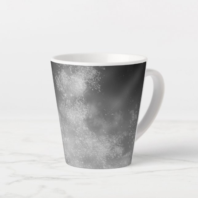 Caneca de Café Monocromática Cinza Céu Noturno (Ângulo direito)