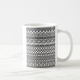 Caneca De Café Monocromático Boho Amostra de Malha Geométrico T