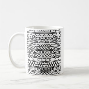 Caneca De Café Monocromo Boho Amostra de Malha   Geométrico Triba
