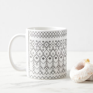Caneca De Café Monocromo Kilim: Textura Tribal de Marrocos