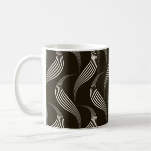 Caneca De Café Monocromo Vintage: Ornamento Geométrico Sem Costur