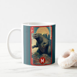 Caneca De Café Monogram Asian Lizard Monster Retro Bold Cool