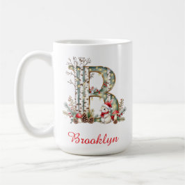 Caneca De Café Monogram initial B bunny merry Christmas