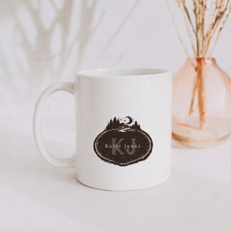 Caneca De Café Monogram Nature Stamp | Custom Name