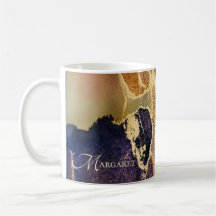 Monograma Abstrato Dourado Tan Roxo