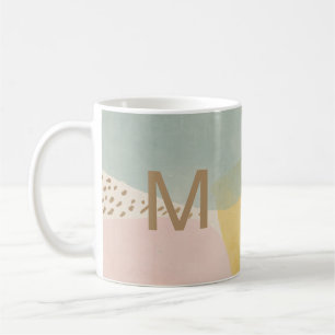 Caneca De Café Monograma Abstrato Moderno Colorido